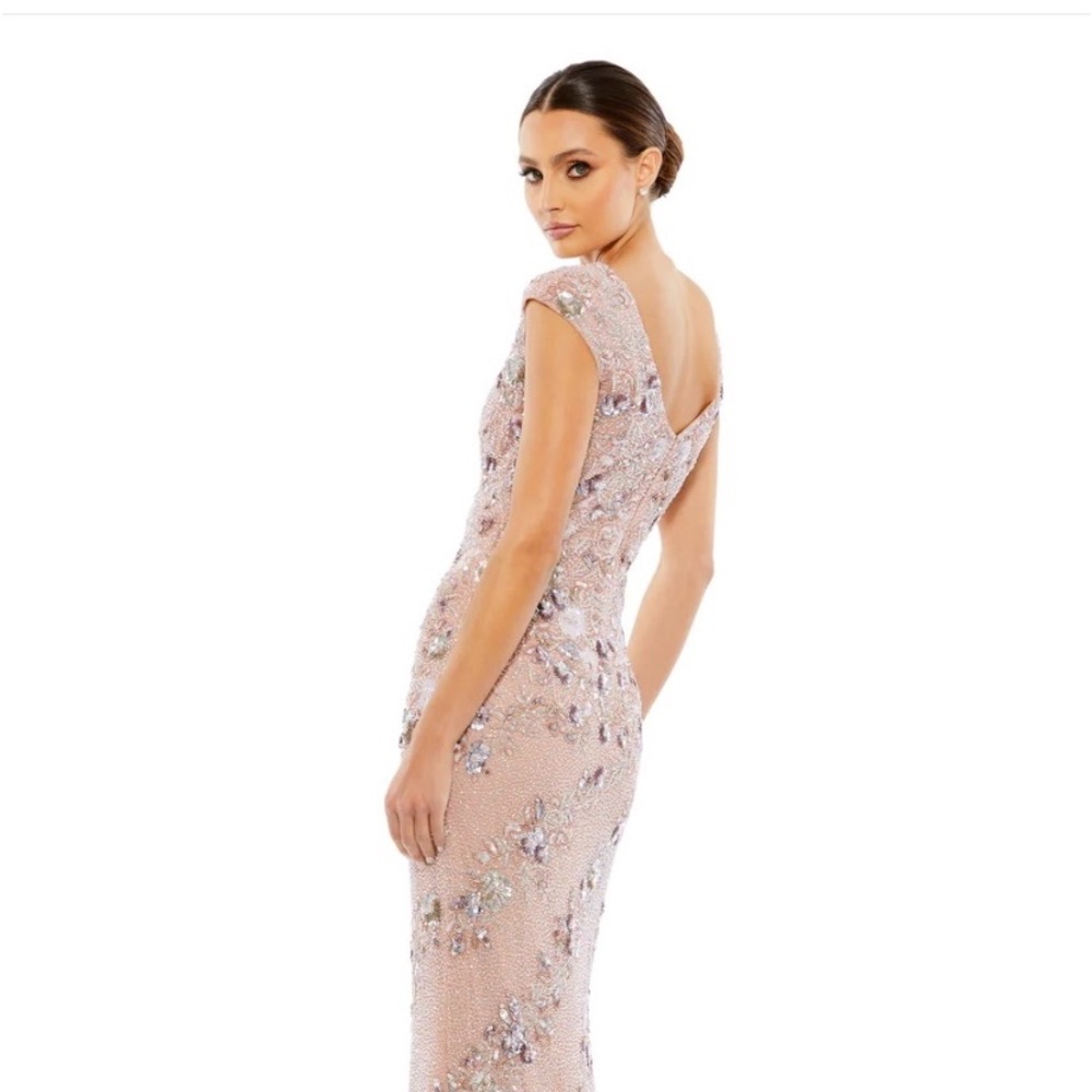 Ma Duggal embellished, V-neck,  butterfly sleeve gown